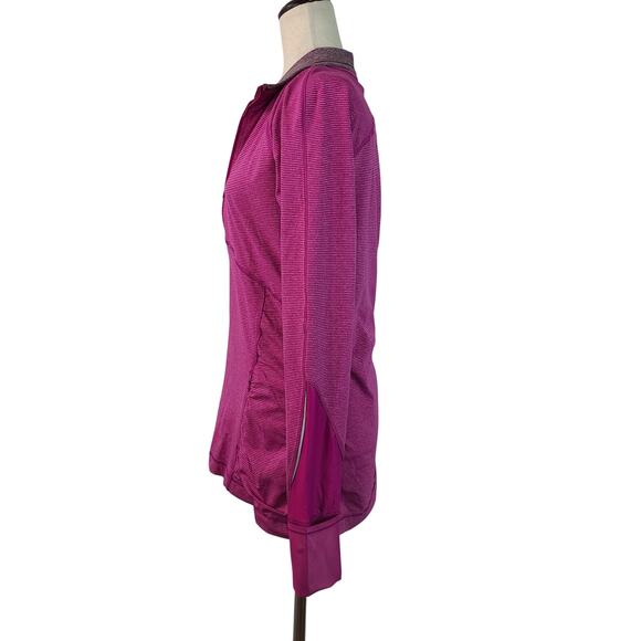 Lululemon Tonka Stripe Heathered Raspberry Pink Kriss Cross 1/2 Zip Top Shirt - Picture 3 of 5